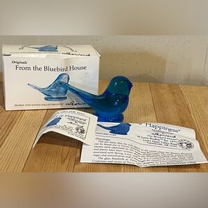 The Original Bluebird of Happiness, Blue Glass Bird Figurine